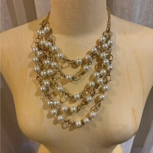 Source Unknown Gold-Tone Multi-Strand Pearl Chain Necklace
